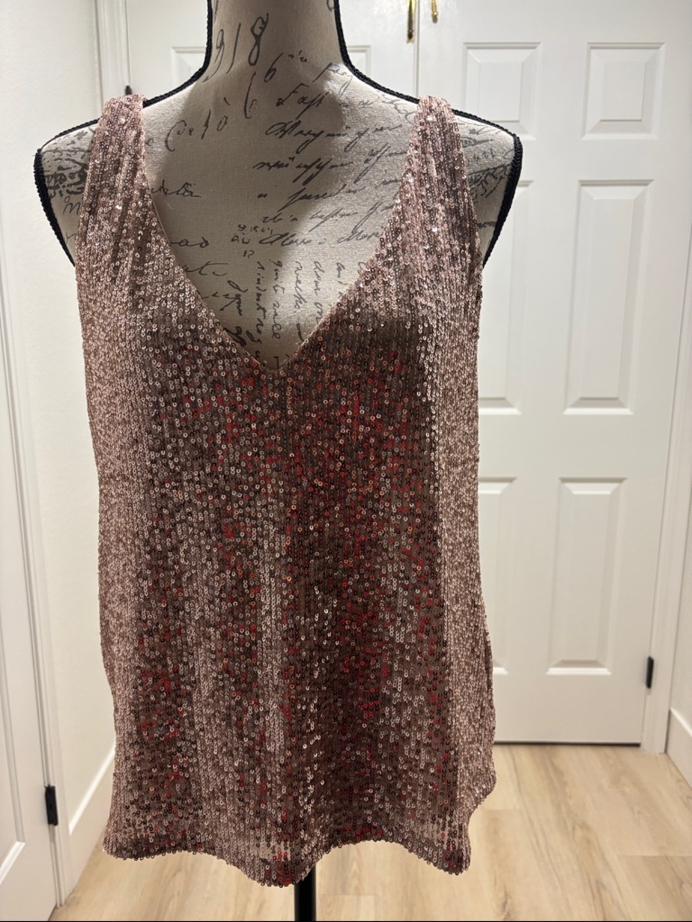 H&M Rose Gold Sequin V-Neck Camisole